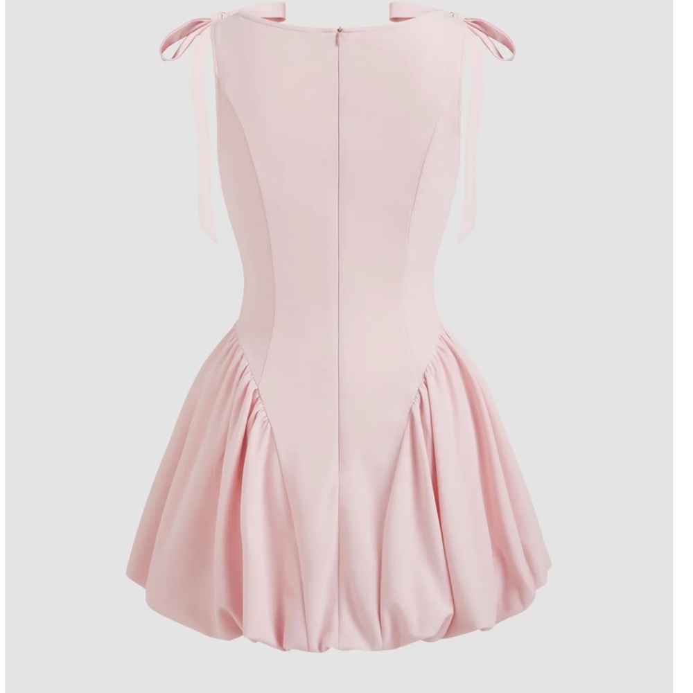 Cider Light Pink Mini Dress with Bow Straps - Picture 3 of 4
